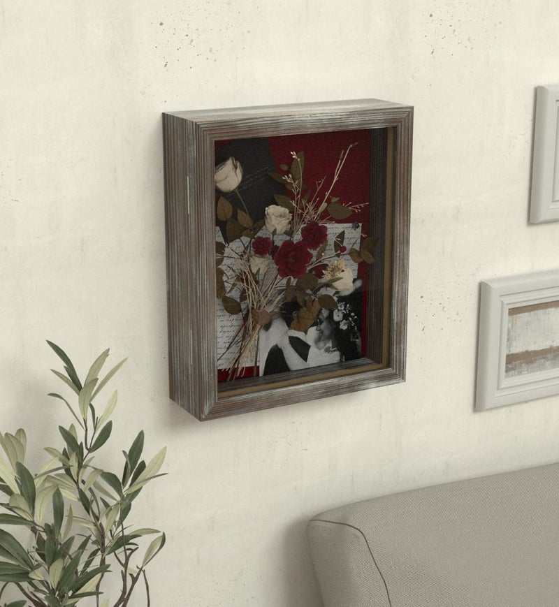 J JACKCUBE DESIGN Shadow Box Display Case 9" x 11" Memory Box Rustic Wood Frame with Linen Back Gifts Keepsakes Storage for Picture Medal Post-Card -MK577B (Small) - Image 4